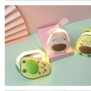Quạt trái bơ mini cầm tay hình quả bơ 3in1