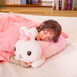 Bộ Gối Kèm Chăn Hình Thỏ ( xanh, hồng)