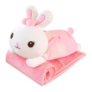 Bộ Gối Kèm Chăn Hình Thỏ ( xanh, hồng)