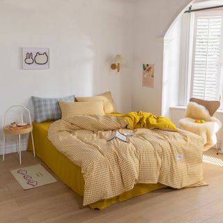 Bộ Chăn Ga Gối cotton Tici Kẻ