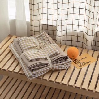 Bộ Chăn Ga Gối cotton Tici Kẻ