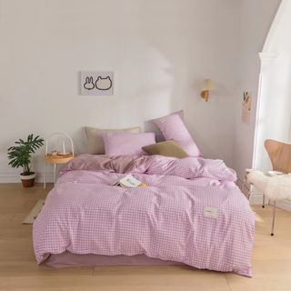 Bộ Chăn Ga Gối Cotton Tici Phối Kẻ
