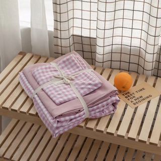 Bộ Chăn Ga Gối Cotton Tici Phối Kẻ