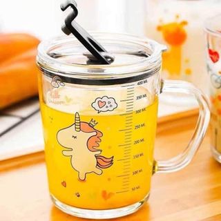 Ly Thủy Tinh Chia Vạch 400ml (Kèm Ống Hút)