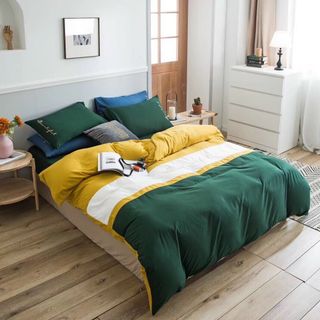 Bộ Chăn Ga Gối Cotton Tici Phối Siêu đẹp
