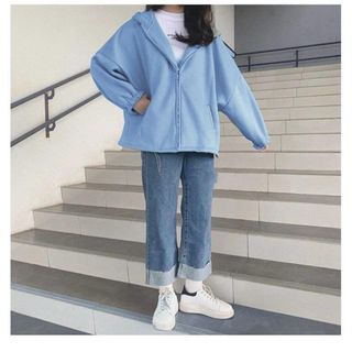 áo khoác nữ form rộng có dây kéo cánh gơi