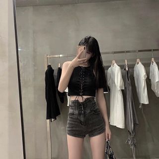 Croptop Đan Dây Trắng Đen giá sỉ