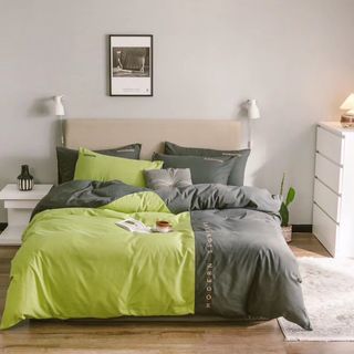 Bộ Chăn Ga Gối Cotton Phối Màu