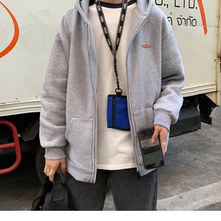 Áo khoác hoodie nam nữ form rộng có dây kéo IFMA