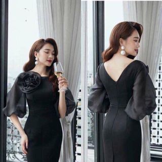 ĐẦM ÔM TAY VOAN KÈM BÔNG SANG TRỌNG
