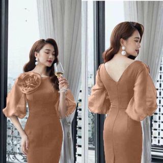 ĐẦM ÔM TAY VOAN KÈM BÔNG SANG TRỌNG