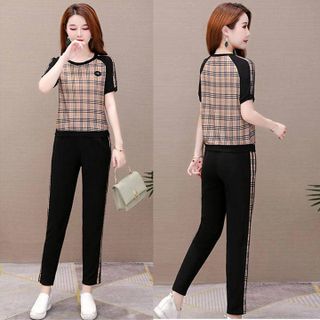 Bộ đồ thể thao phối sọc logo TT428