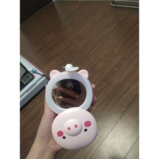 Quạt heo (xả kho) cầm tay có gương mini