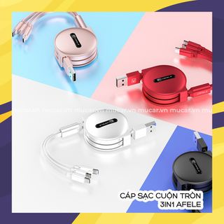 Cáp sạc cuộn tròn Cafele 3in1 đa năng