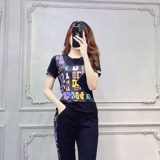 Bộ đồ thể thao nữ cotton ngôi sao TT408-1