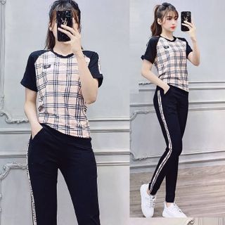 Bộ đồ thể thao phối sọc logo TT428-1