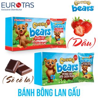 Bánh bông lan Hà Lan Cravingz Bear (45g/Gói x 5Gói/Hộp x 18Hộp/Thùng)