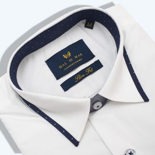 Áo sơ mi dài tay Trắng lụa viền