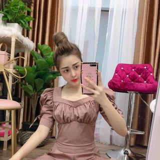 Set bộ quần dài cổ vuông khoét tay