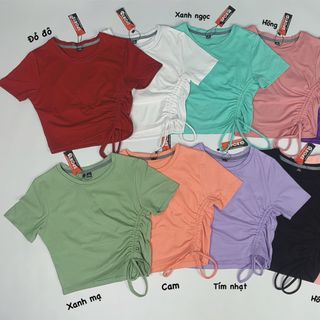 Áo Croptop Tập Gym Rút Eo Xéo Cực Xinh