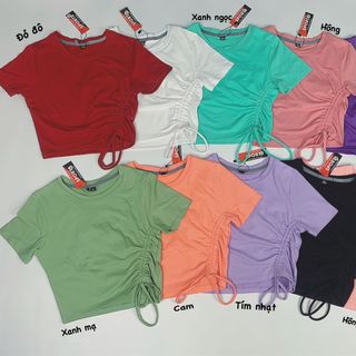 Áo Croptop Tập Gym Rút Eo Xéo Cực Xinh