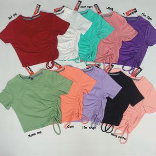 Áo Croptop Tập Gym Rút Eo Xéo Cực Xinh