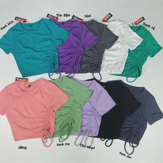 Áo Croptop Tập Gym Rút Eo Xéo Cực Xinh