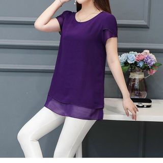 Áo Kiểu Cổ Tròn Tay Búp Sen 2 Tầng Có Size XXL