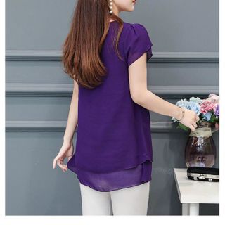 Áo Kiểu Cổ Tròn Tay Búp Sen 2 Tầng Có Size XXL