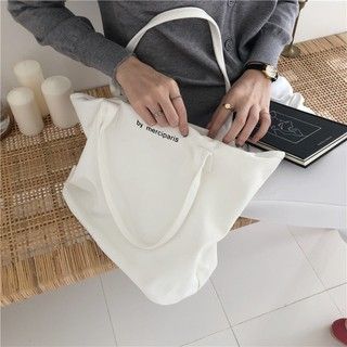 Túi Vải Canvas Cỡ Lớn In Chữ Phối Khóa Kéo Cá Tính Trẻ Trung - TV014