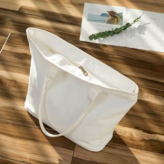 Túi Vải Canvas Cỡ Lớn In Chữ Phối Khóa Kéo Cá Tính Trẻ Trung - TV014