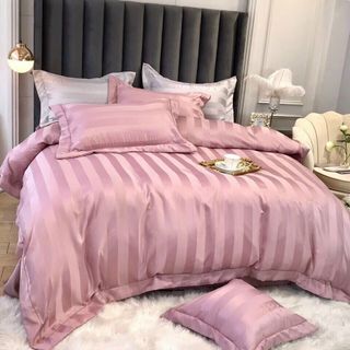 Bộ Chăn Ga Gối Lụa Kẻ