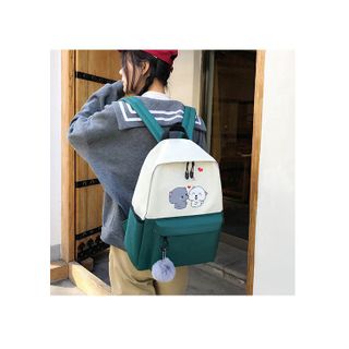 túi đeo chéo nữ - balo ví - Sét 4 món balo + túi ví gấu phối màu