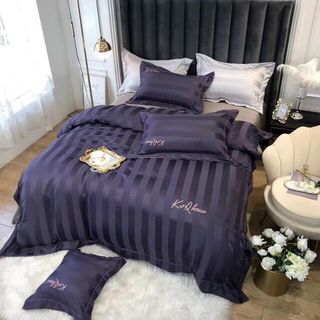 Bộ Chăn Ga Gối Lụa Kẻ