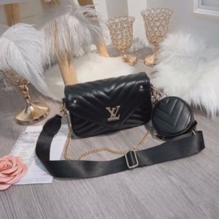 Túi đeo nữ xinh xắn túi đeo chéo L**V chần chỉ kèm ví hàng mới