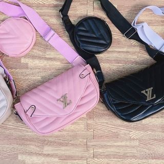 Túi đeo nữ xinh xắn túi đeo chéo L**V chần chỉ kèm ví hàng mới