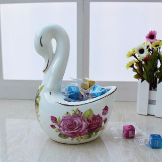 Giỏ để thìa,rĩa sứ hình thiên nga