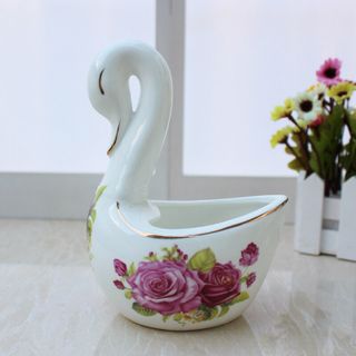 Giỏ để thìa,rĩa sứ hình thiên nga