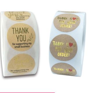 Tem nhãn dán quà tặng Thanks You chữ vàng in nổi các mẫu