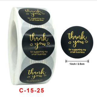 Tem nhãn dán quà tặng Thanks You chữ vàng in nổi các mẫu