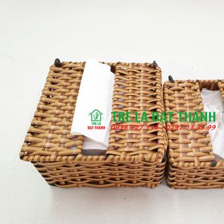 Hộp đựng khăn giấy tiện dụng, hộp đựng giấy rút, hộp rút giấy nhựa giả mây