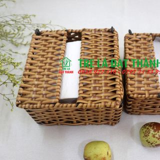 Hộp đựng khăn giấy tiện dụng, hộp đựng giấy rút, hộp rút giấy nhựa giả mây