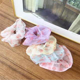 Dây buộc tóc hoạ tiết trái đào cực dễ thương