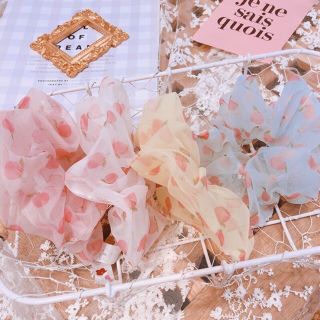 Dây buộc tóc hoạ tiết trái đào cực dễ thương