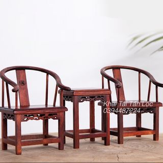 Bộ bàn ghế thái sư mini bằng gỗ đỏ để trang trí