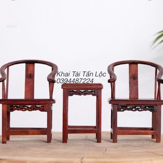 Bộ bàn ghế thái sư mini bằng gỗ đỏ để trang trí