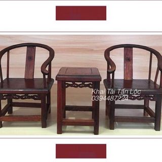 Bộ bàn ghế thái sư mini bằng gỗ đỏ để trang trí