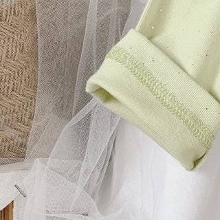 Áo thun giữ nhiệt, cổ 3 phân đính ngọc TE2636