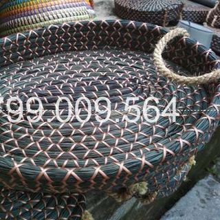 Khay cói xiên oval có quai xách
