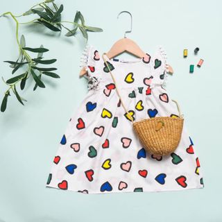 VÁY TAY BÈO PHỐI REN HOA BÉ GÁI